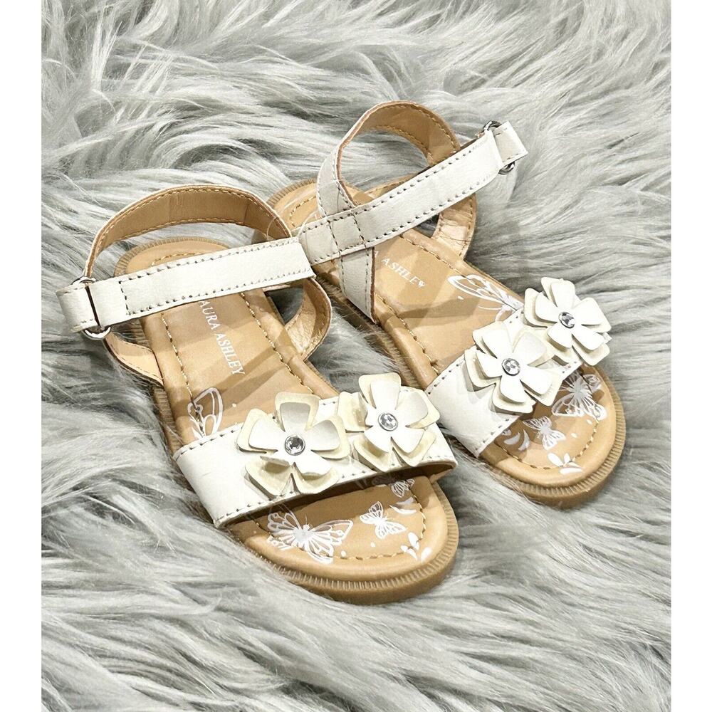 Laura Ashley Toddler Girls White Floral Bloom Summer Sandals Size 6